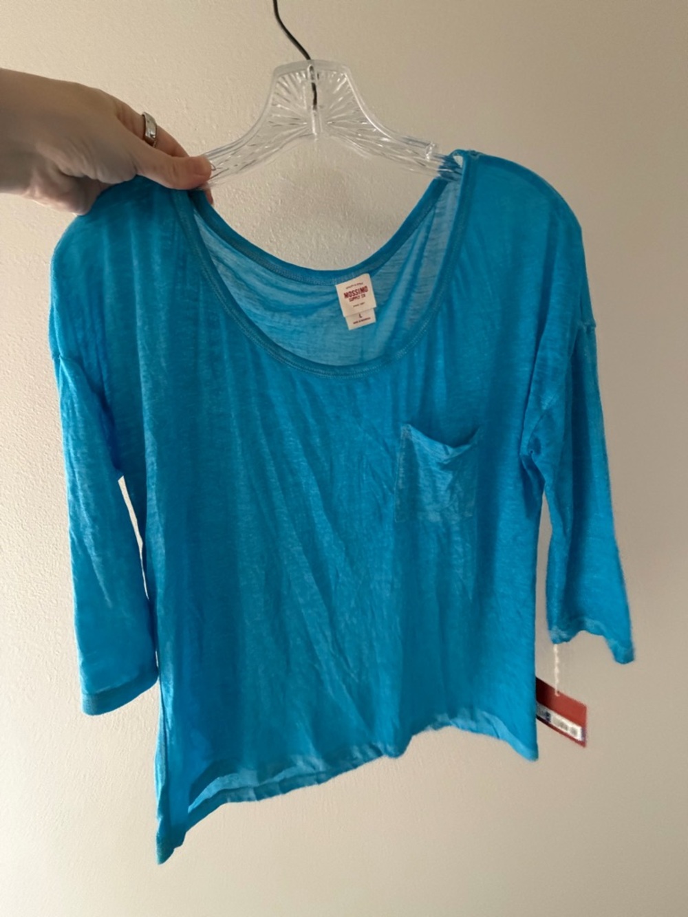 Mossimo Supply Co. Scoop Neck Long Sleeve Top — Bright Turquoise